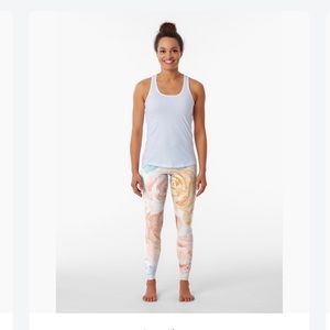 Floral white yoga leggings
